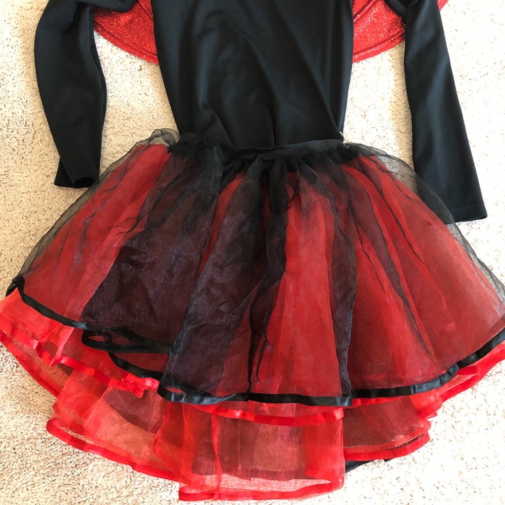 Spirit Halloween Kids/Adult Gothic Devil Costume Red Black with Wings & Headband - Picture 4 of 15